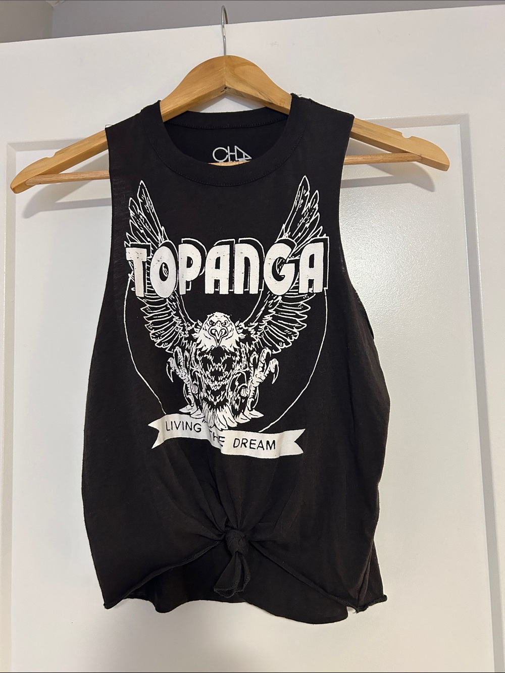 Free People - Black Graphic 'Topanga' Knot Muscle Tee
